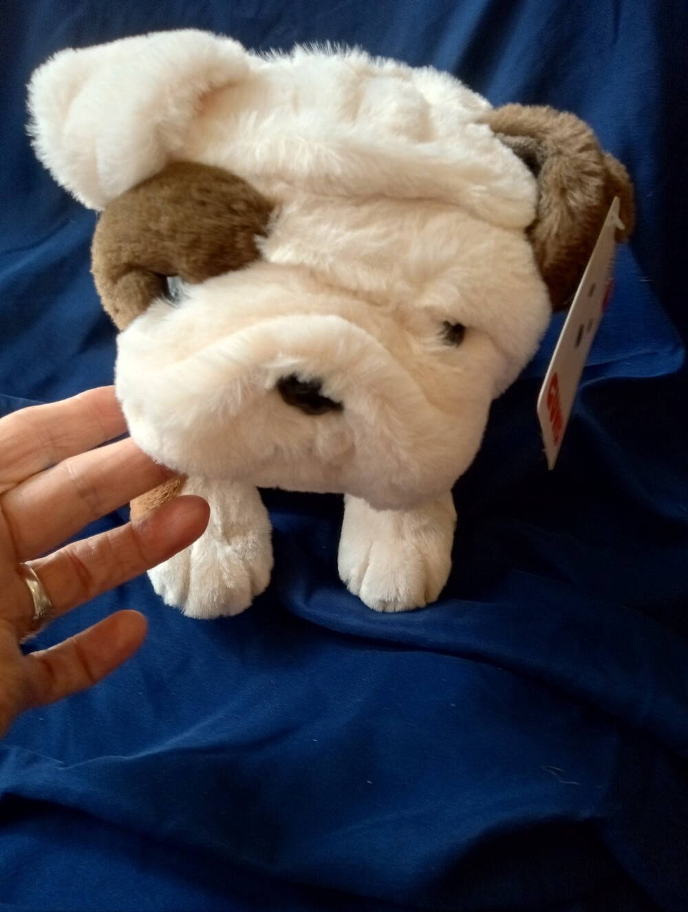 Plush Bulldog Dog Toy - Cream and Brown Soft Stuffed Pet